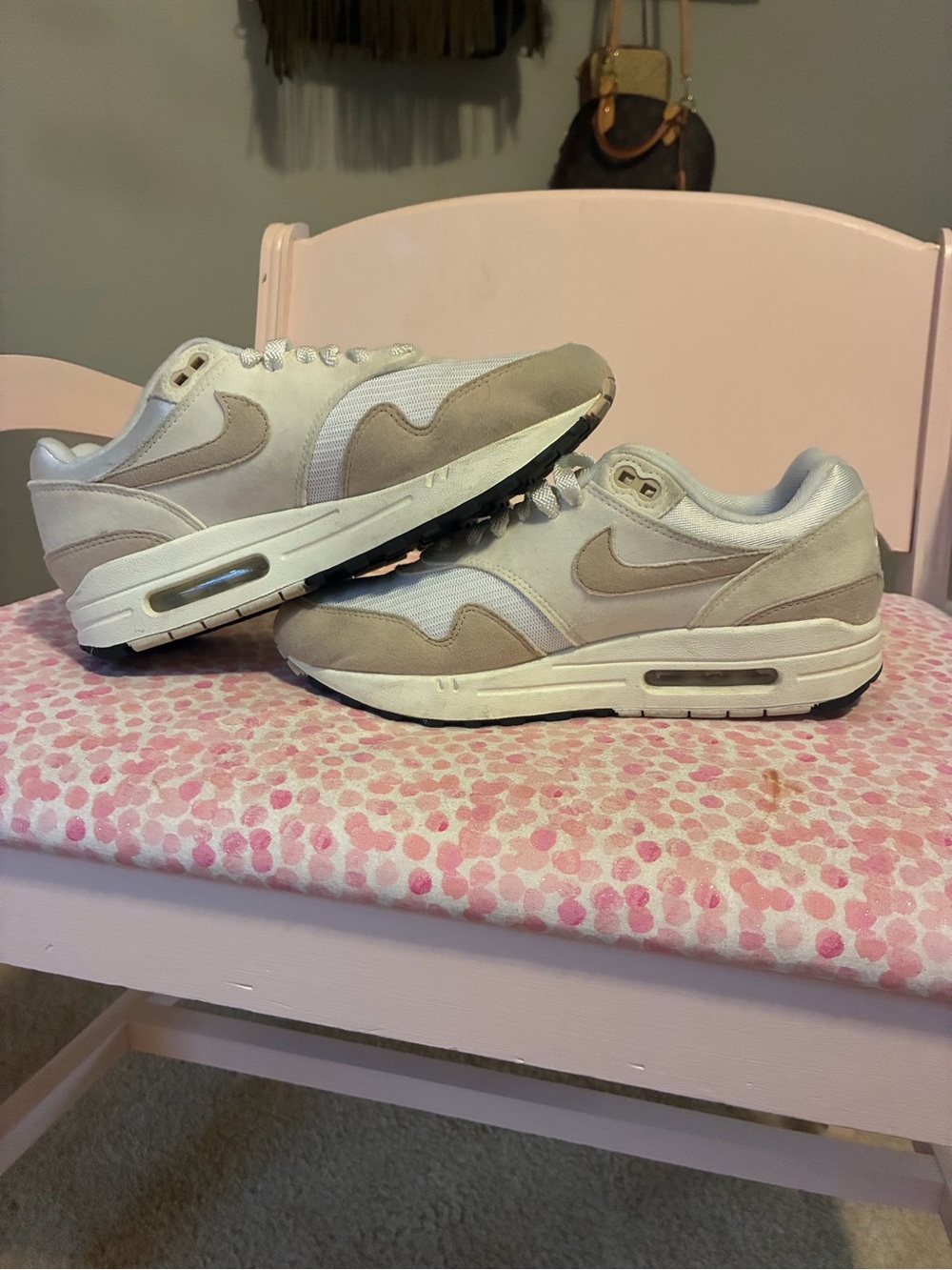 Nike Womens Air Max Casual Sneakers in Light Beige/White